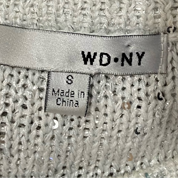 WD.NY women white and sequins embellished short sleeve sweater. Size S. Used. - Picture 5 of 9